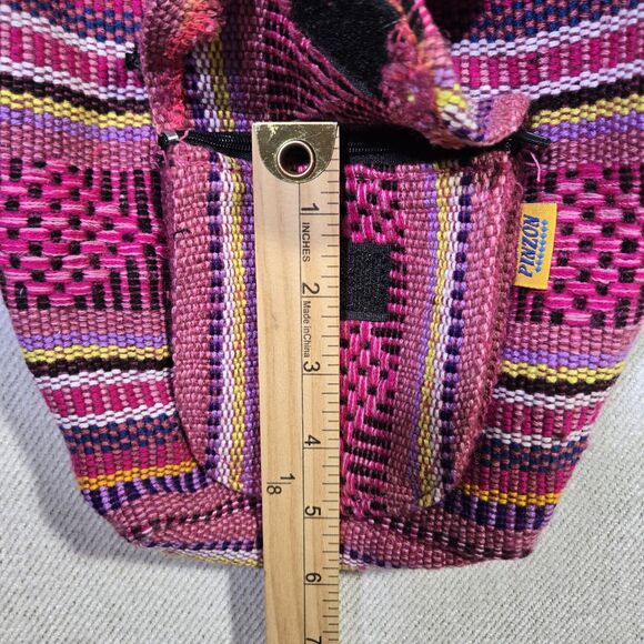 PINZON Handwoven Mini Backpack Boho Hippie Colorful bag 6X7 Multicolor - Picture 15 of 16